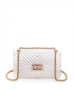 Chevron Embossed Jelly Small Classic Shoulder Bag 7063 CLEAR
